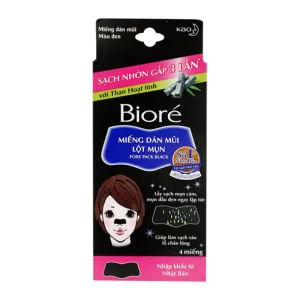 Miếng dán mũi lột mụn than hoạt tính Biore (4 miếng/hộp)